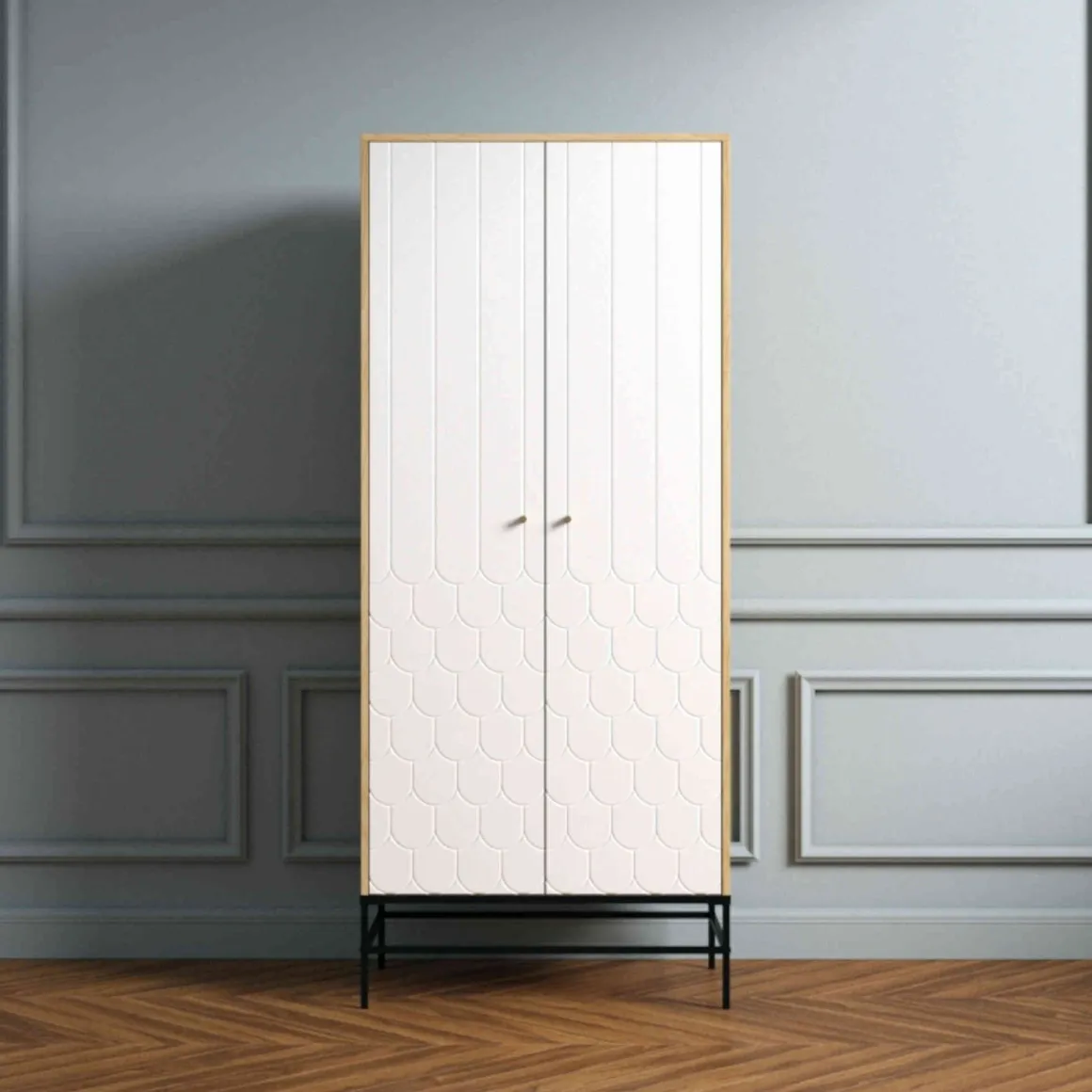 Armoire 2 portes en bois avec pieds en acier - BI0049
