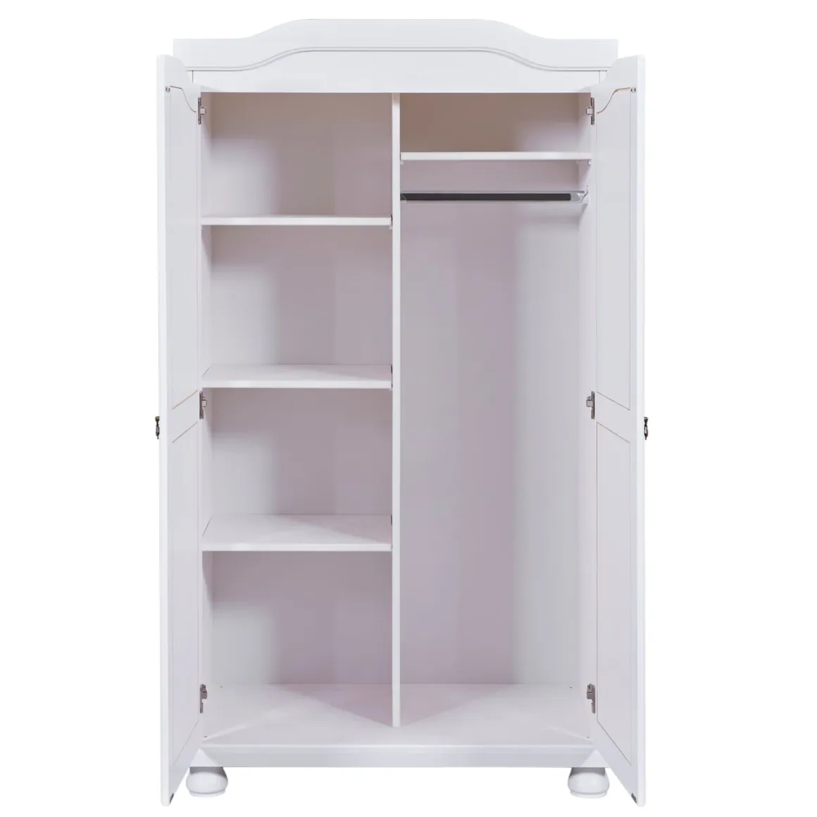 Armoire 2 portes en bois massif blanc laqué - AR12021