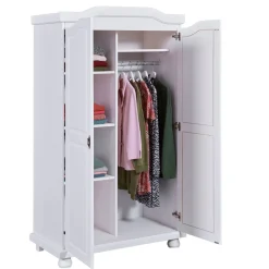 Armoire 2 portes en bois massif blanc laqué - AR12021