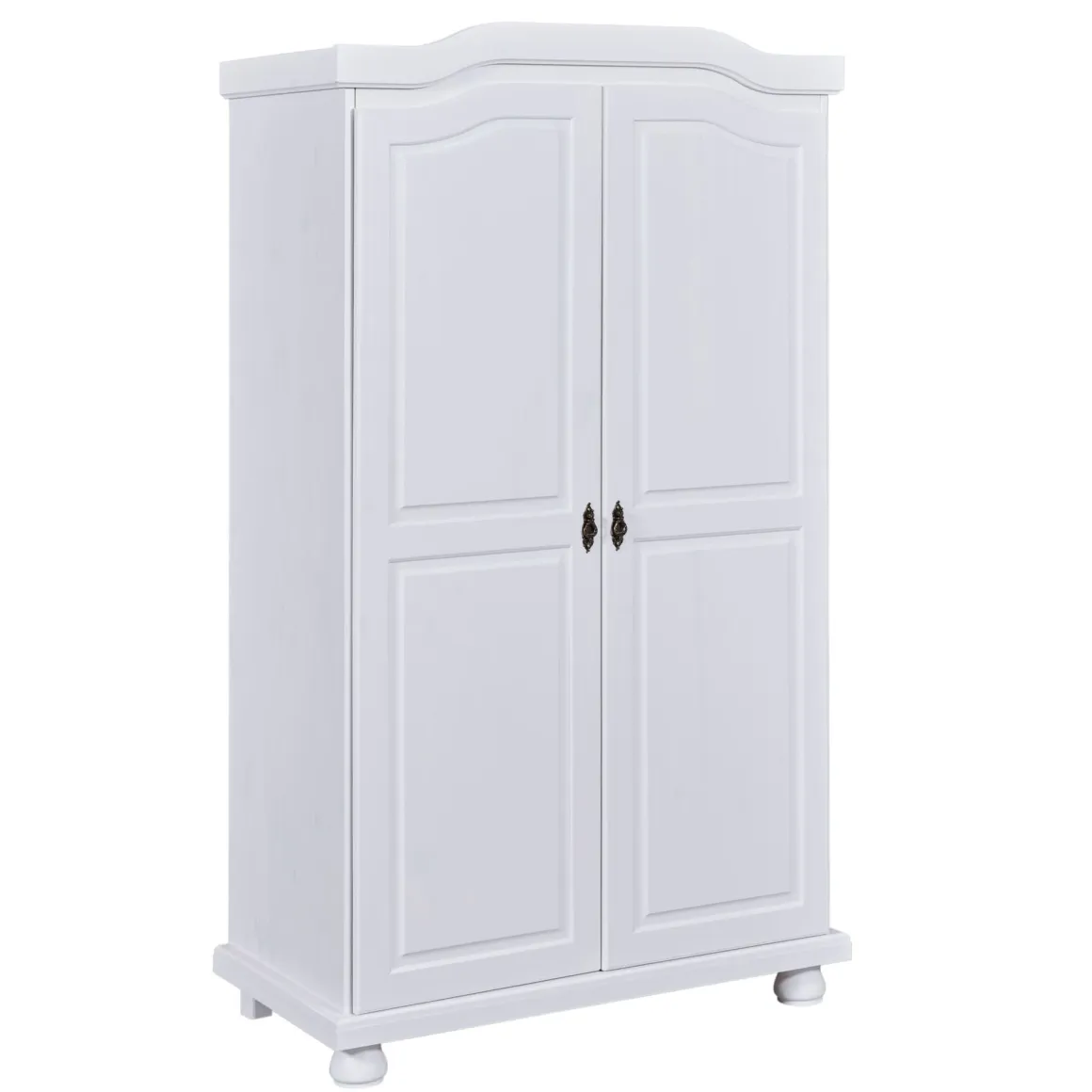 Armoire 2 portes en bois massif blanc laqué - AR12021