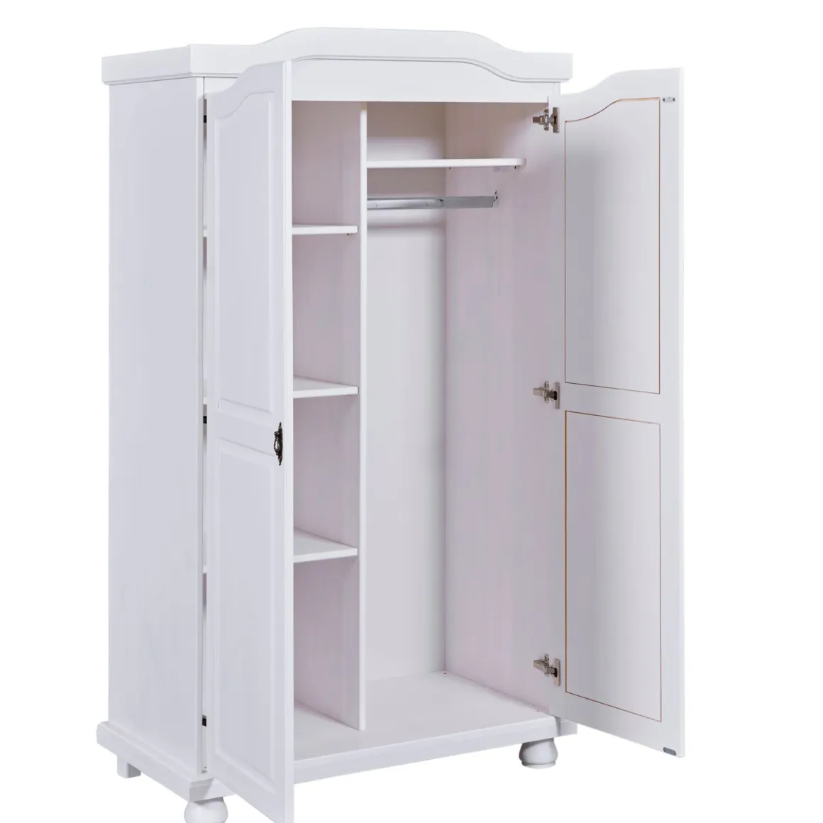Armoire 2 portes en bois massif blanc laqué - AR12021