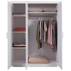 Armoire 3 portes en bois massif blanc - AR12023
