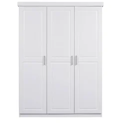 Armoire 3 portes en bois massif blanc - AR12023