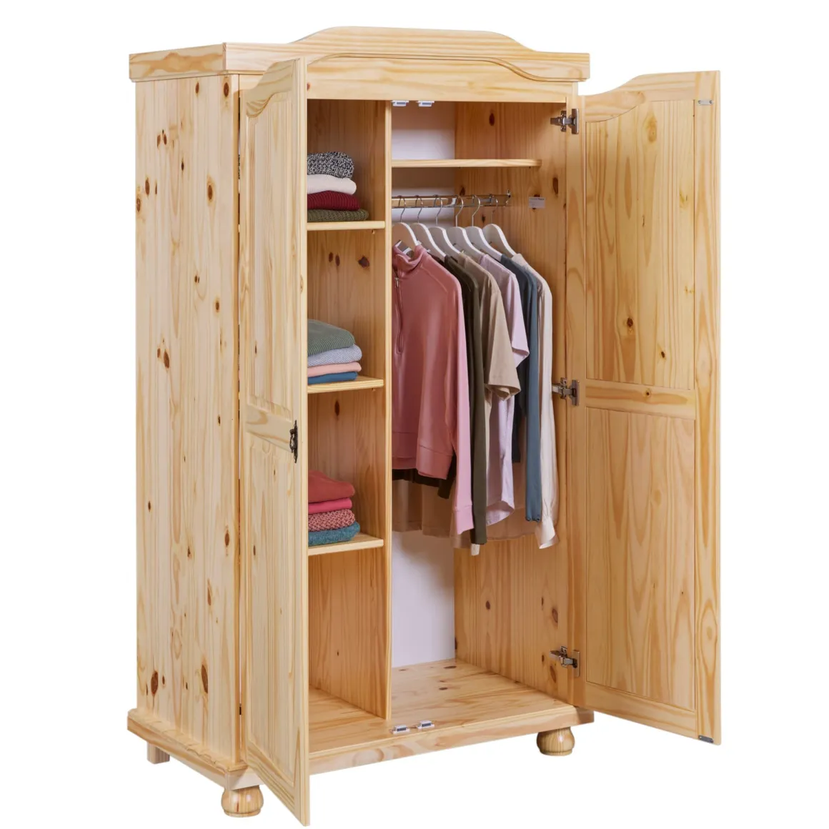 Armoire 2 portes en bois massif chêne clair - AR12042