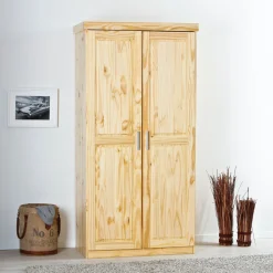 Armoire 2 portes en bois massif chêne clair - AR12019