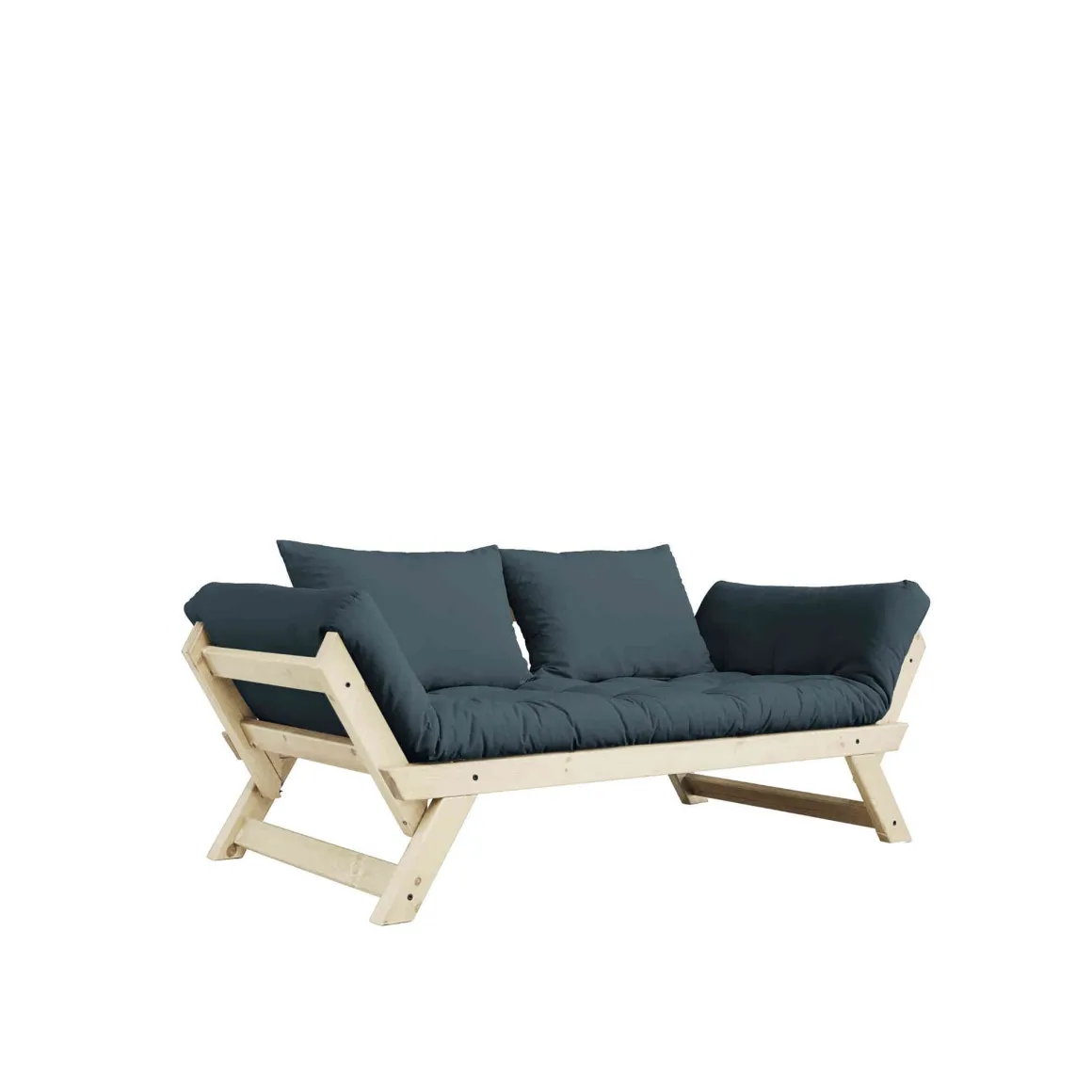 Banquette ajustable BEBOP en pin massif naturel matelas 75x200 + coussins 40x60 inclus