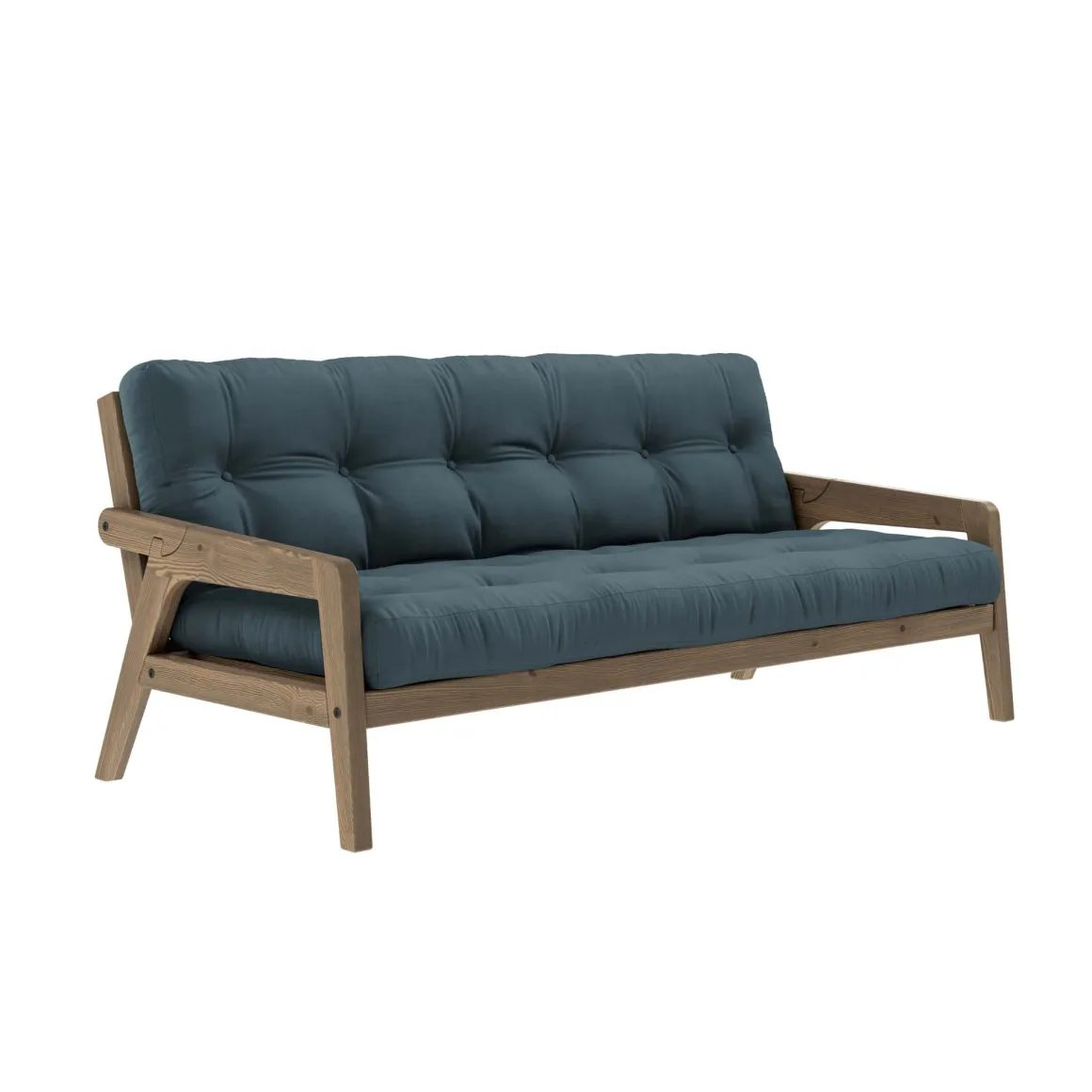 Banquette ajustable GRAB en pin massif foncé avec matelas futon 130x190