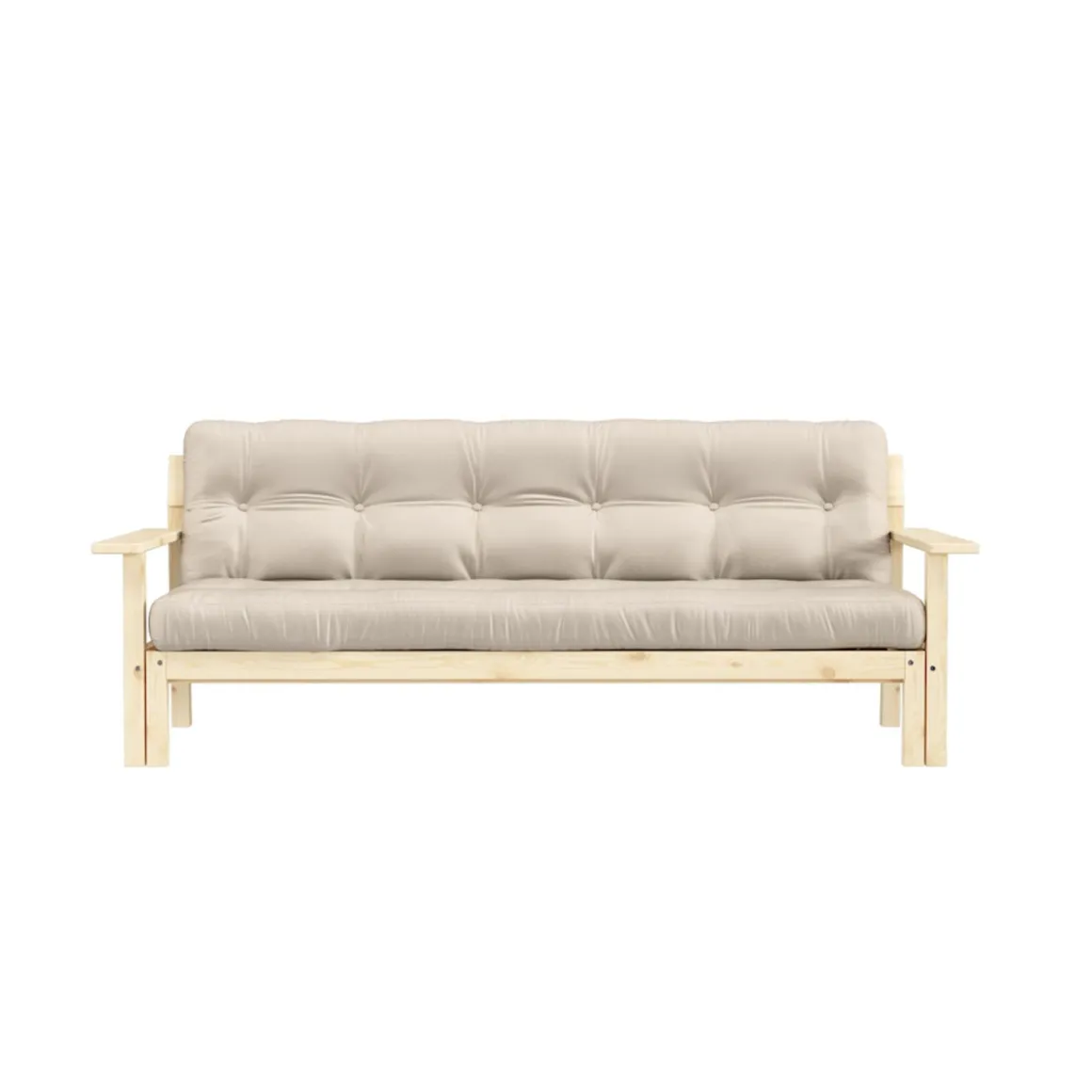 Banquette UNWIND en pin massif naturel avec matelas futon 130x190