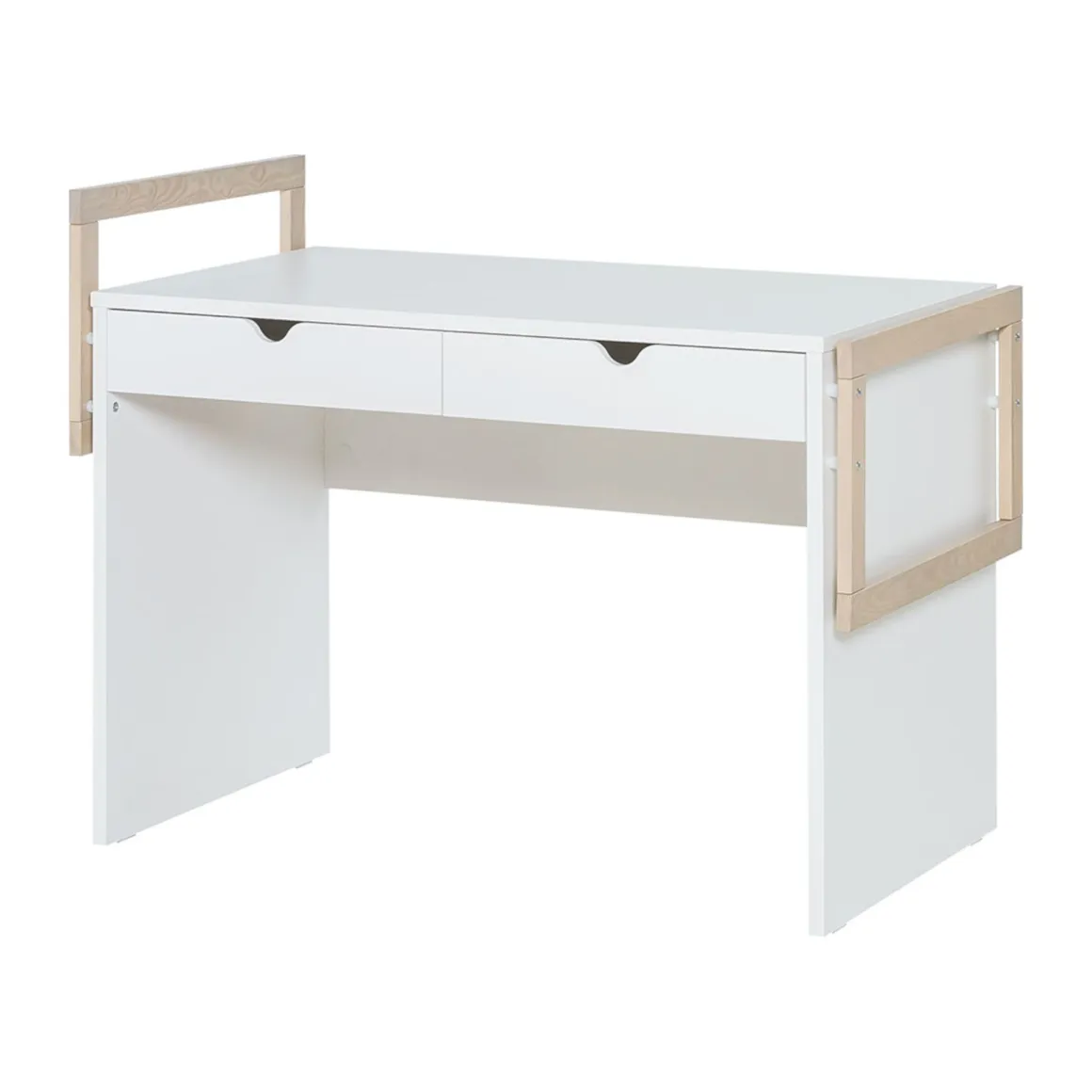 Bureau 2 tiroirs en bois blanc et imitation chêne - BU13038