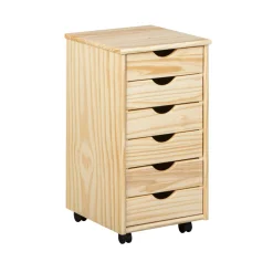 Caisson 6 tiroirs pin massif vernis naturel