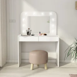 Coiffeuse enfant en bois avec miroir et LED - CF9076