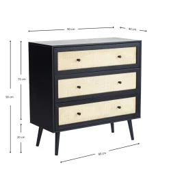 Commode cannage avec 3 tiroirs ANNA