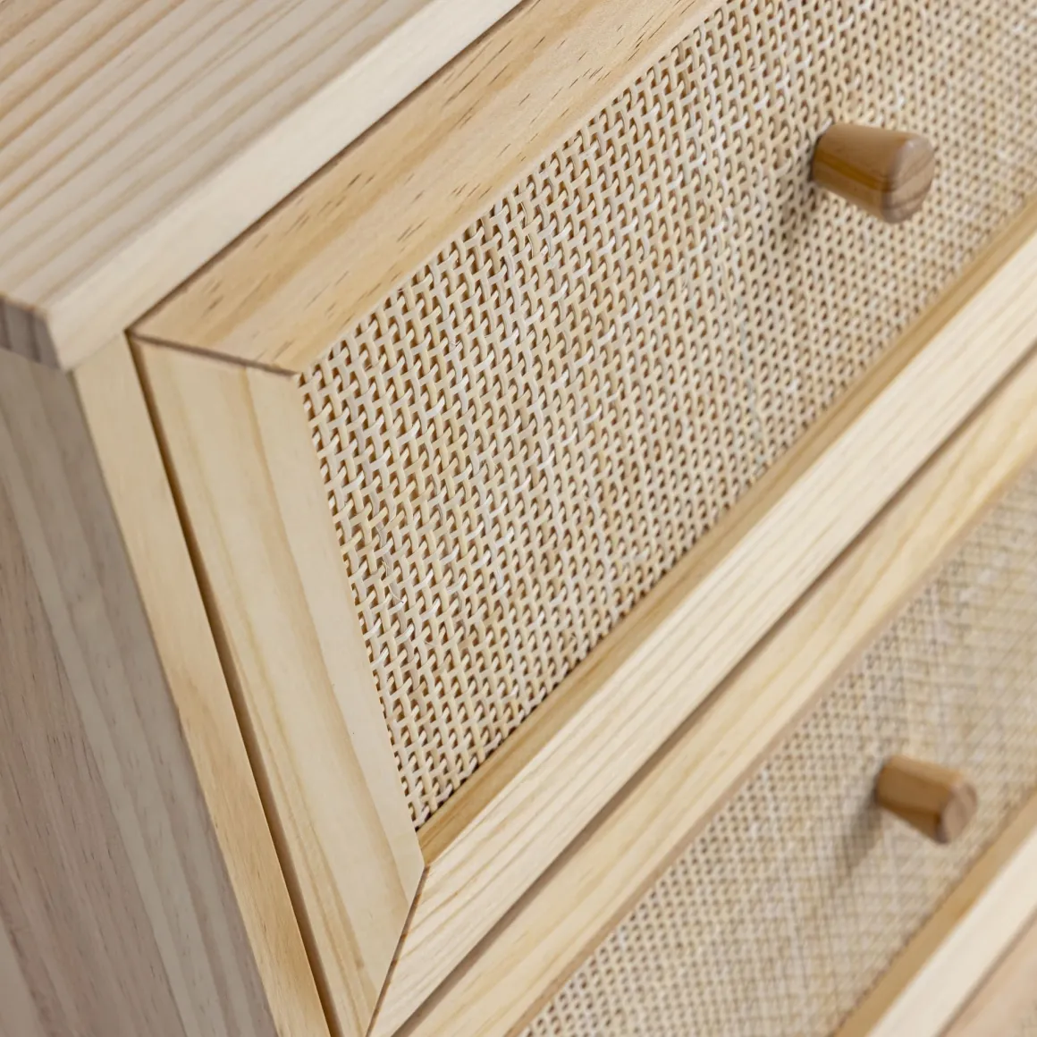 Commode cannage avec 3 tiroirs ANNA