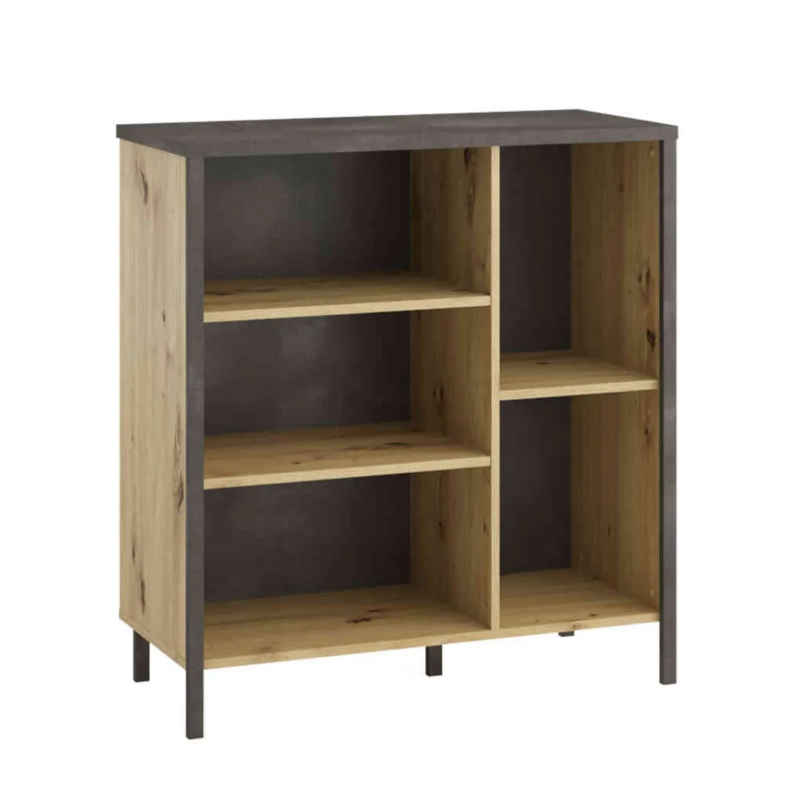 Commode 5 cases en bois imitation chêne clair - CO13001