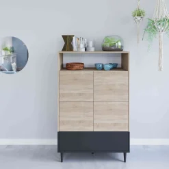 Commode en bois avec placard et niche de rangement - CO6001