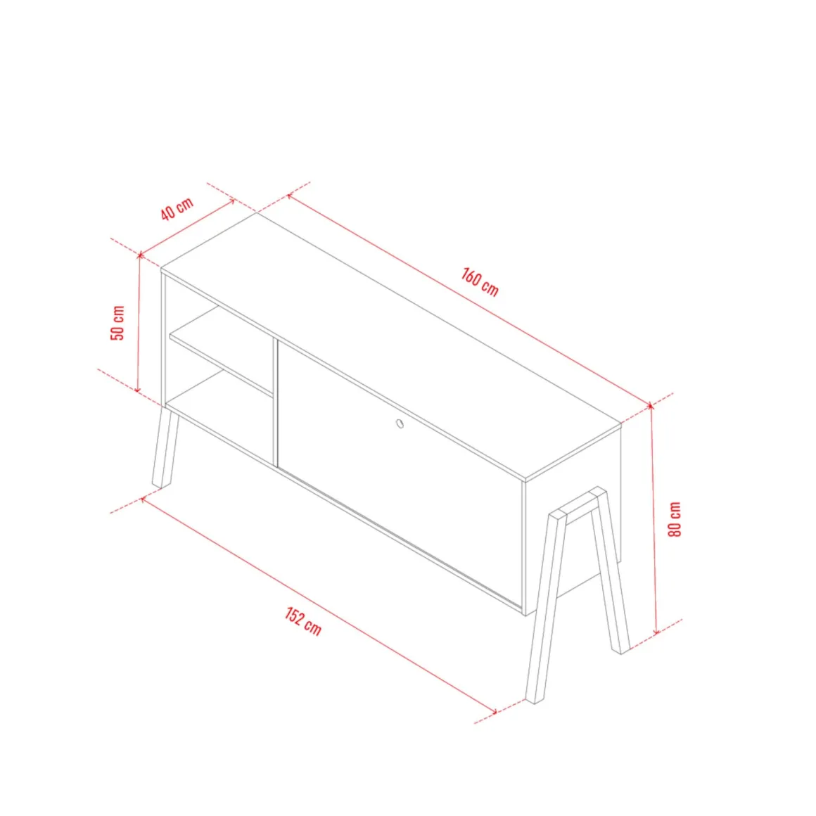 Commode 1 porte 2 niches de rangement en bois imitation chêne clair et blanc - CO17030