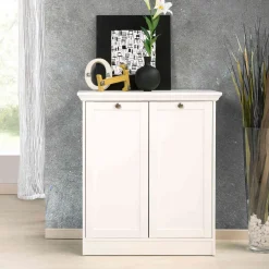 Commode 2 portes en bois coloris blanc - CO7004
