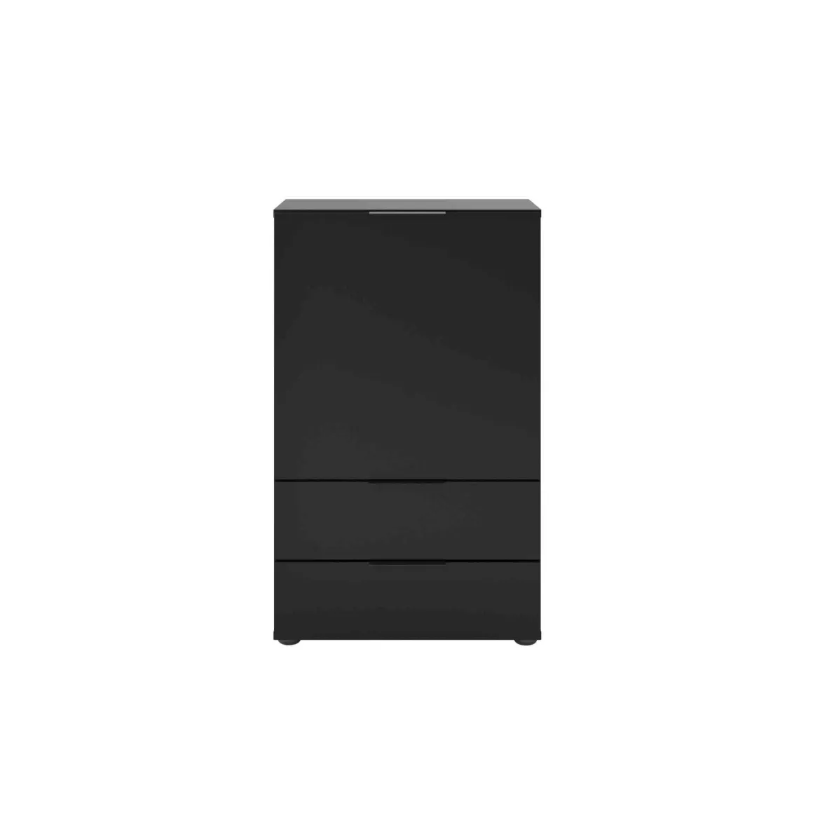 Commode 1 porte 2 tiroirs en bois noir satiné - CO13034-3