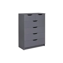 Commode 6 rangements en bois gris anthracite - CO12098