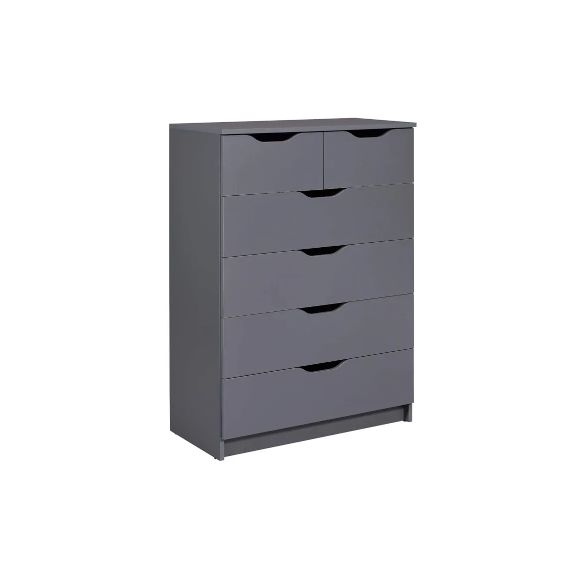 Commode 6 rangements en bois gris anthracite - CO12098