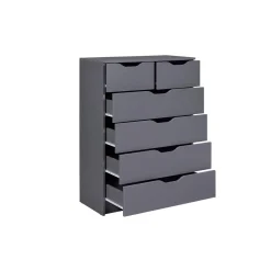 Commode 6 rangements en bois gris anthracite - CO12098