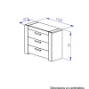 Commode 3 tiroirs avec poignées en métal - CO5074