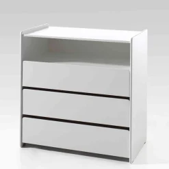 Commode 3 tiroirs bois blanc laqué - Terre de nuit