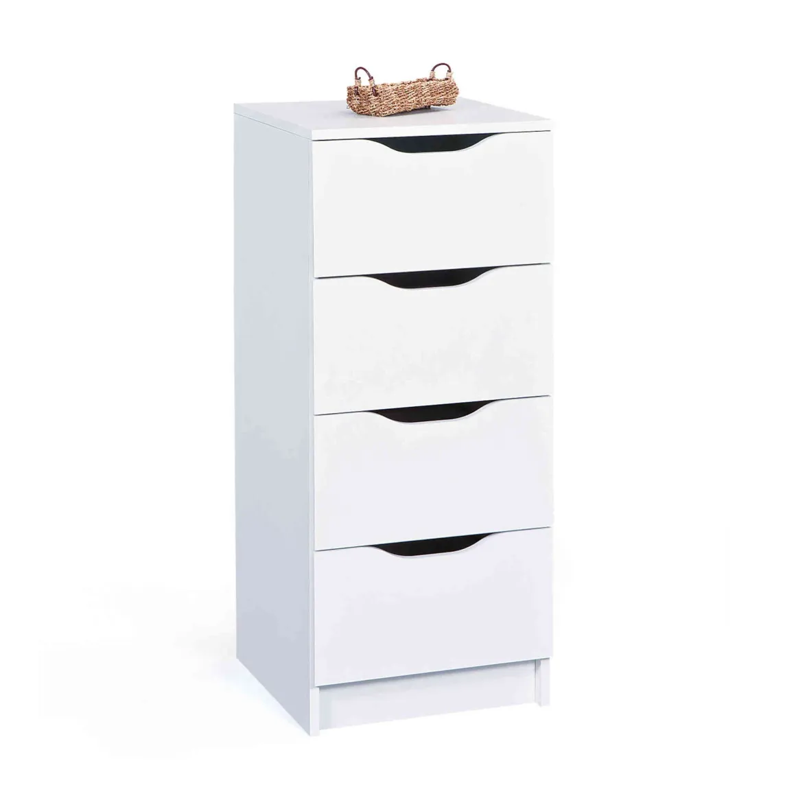 Commode 4 tiroirs en bois blanc - CO12052-3