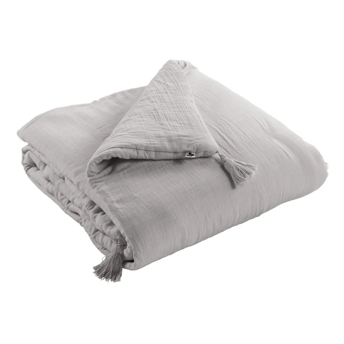 Couvre-lit double gaze de coton gris