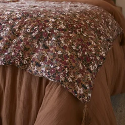 Couvre-lit gaze de coton imprimé floral 90x200 cm