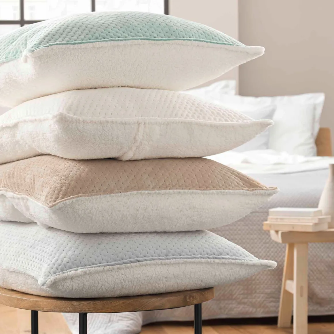 Couvre-lit velours relief/sherpa Mylene