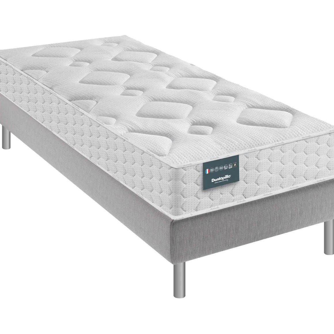 Ensemble Dunlopillo couchage latex Aérial® 24 cm LILAS, matelas, sommier, pieds