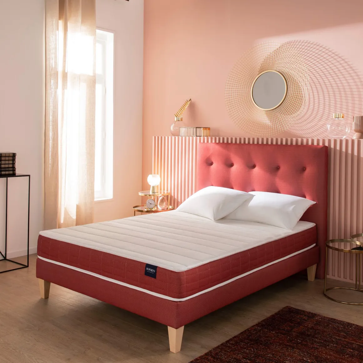 Ensemble matelas couchage latex, sommier, pieds, couette et oreiller Crépuscule 400 - SOMEO