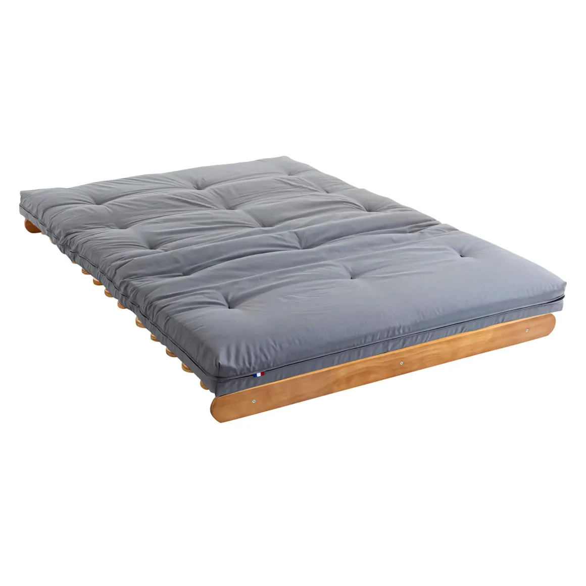Ensemble matelas futon en coton et structure en bois massif naturel