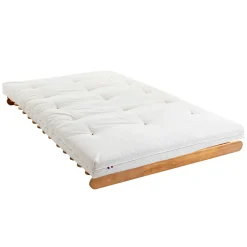 Ensemble matelas futon en coton et structure en bois massif naturel