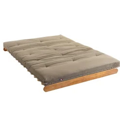 Ensemble matelas futon en coton et structure en bois massif naturel