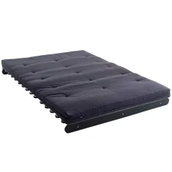 Ensemble matelas futon en coton et structure en bois massif noir