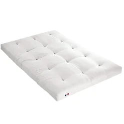 Ensemble matelas futon en coton et structure en bois massif noir