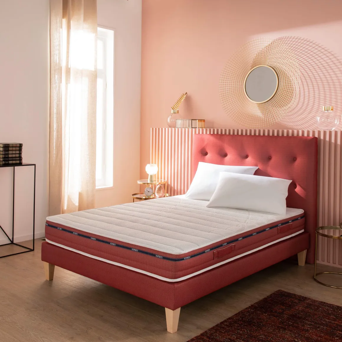 Ensemble matelas 100% latex, sommier, pieds et tête de lit Crépuscule 500 - SOMEO