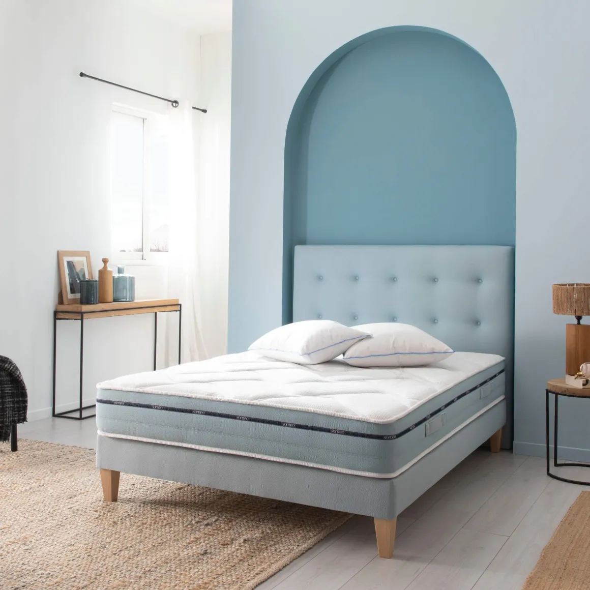 Ensemble matelas mémoire de forme, sommier et pieds Songe 500 - SOMEO
