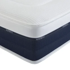 Ensemble matelas ressorts et mémoire de forme, sommier, pieds, couette et oreiller Rêve 600 - SOMEO