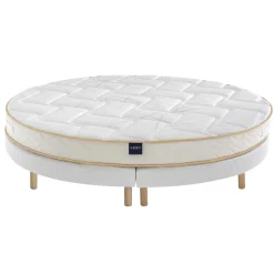 Ensemble matelas rond mousse, sommier et pieds Aurore 300 - SOMEO diamètre 215