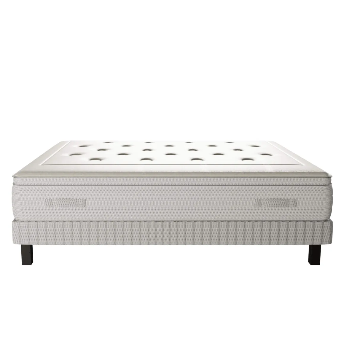 Ensemble matelas sommier pieds Simmons 651 ressorts ensachés + mousse mémoire de forme SW6