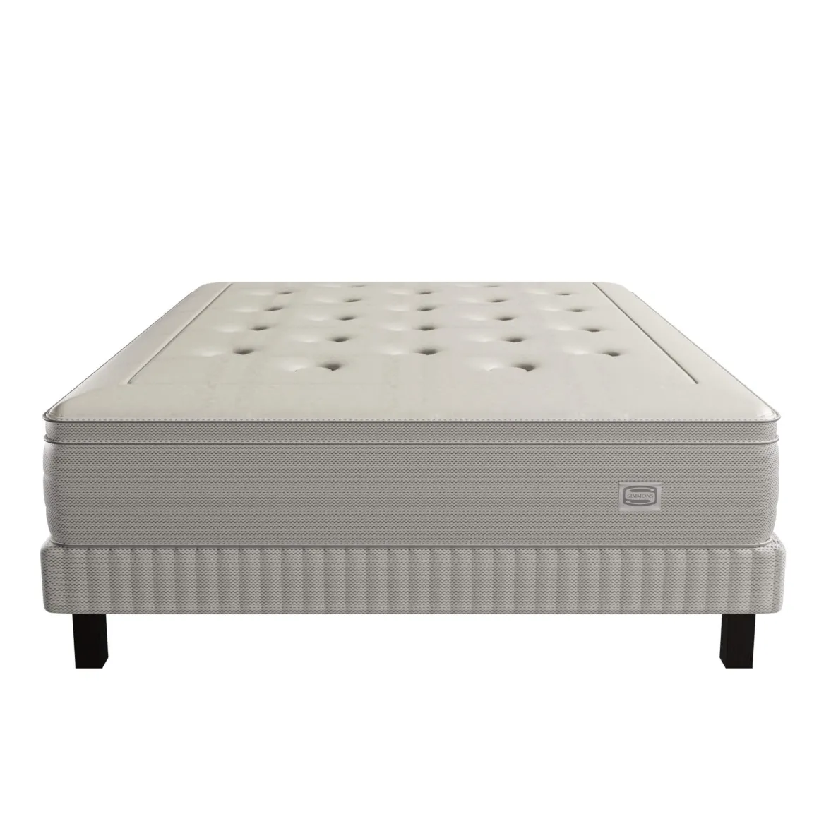 Ensemble matelas sommier pieds Simmons 651 ressorts ensachés + mousse mémoire de forme SW6