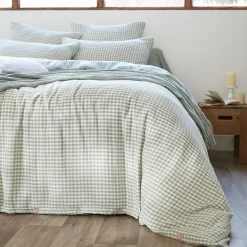 Housse de couette gaze de coton carreaux Terre de Nuit Vichy