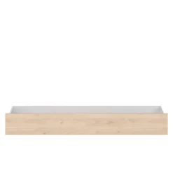 Lit adulte avec tête de lit et tiroirs bois naturel CLEM