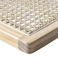 Lit adulte en pin massif avec véritable cannage + set de 2 planches de chevet cannage
