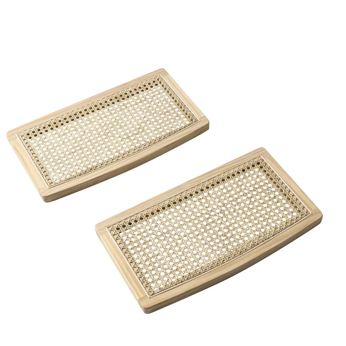 Lit adulte en pin massif avec véritable cannage + set de 2 planches de chevet cannage