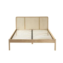 Lit adulte en pin massif tête de lit cannage ANNA - LT17021