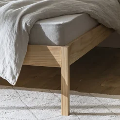 Lit adulte en pin massif tête de lit cannage + set de 2 chevets cannage ANNA